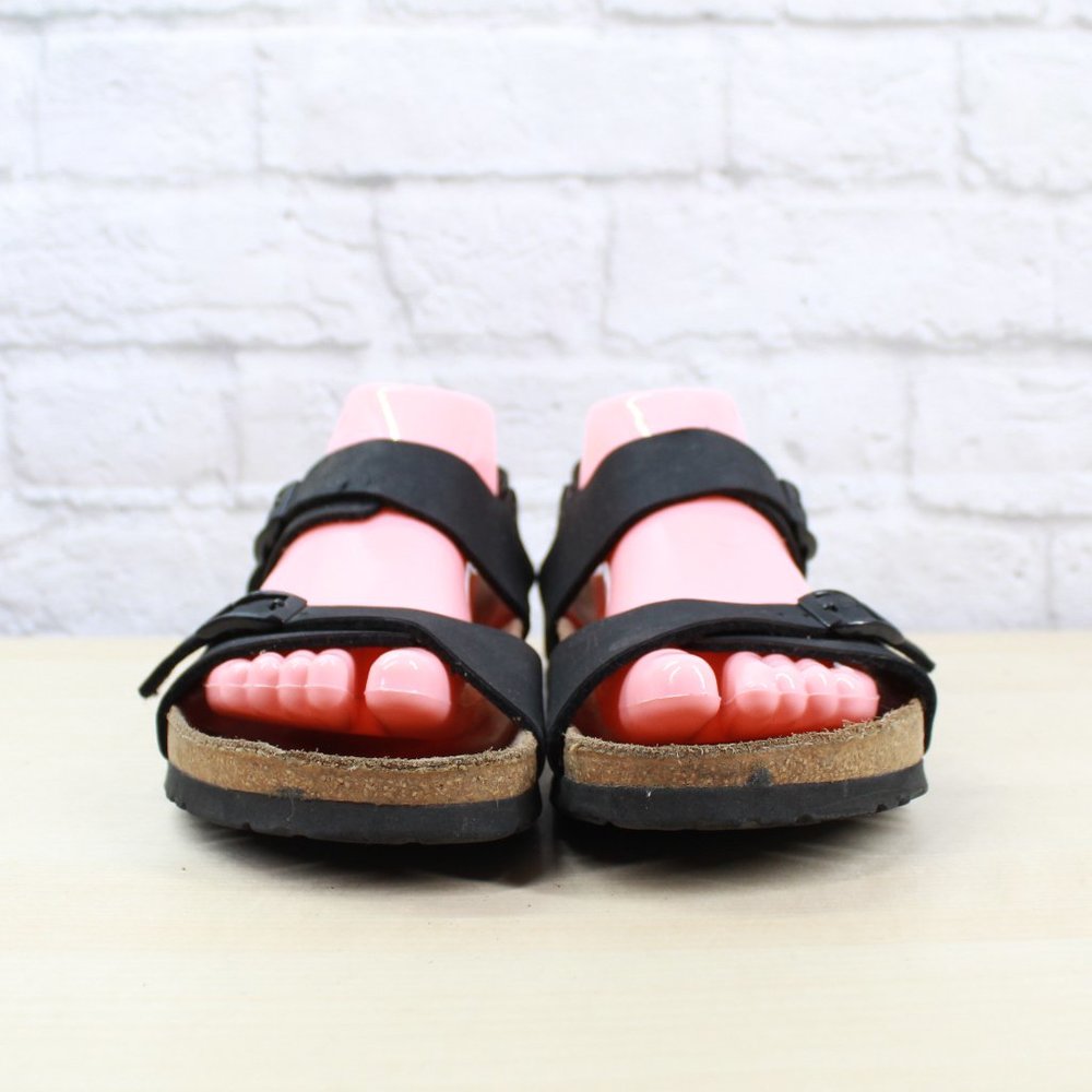 Birki´s by Birkenstock Unisex Black Leather Ankle Strap Sandals Size 39 L8 / M6 - Picture 4 of 9
